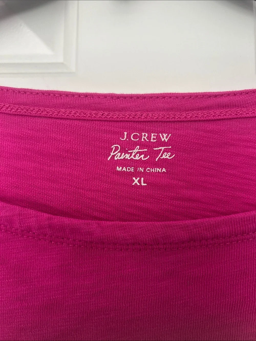 J. Crew Hot Pink Boatneck Long Sleeve Top with Gold Shoulder Buttons